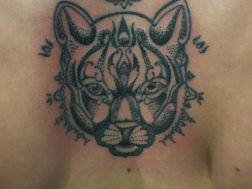 Татуировка - тигр в стиле DotWork