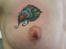 Сделать тату - Перо на груди