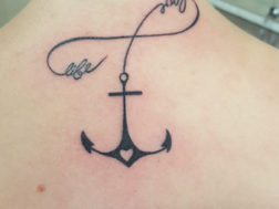 Татуировка - якорь под шеей