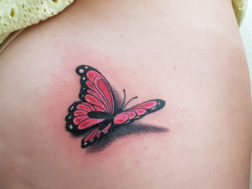 3D тату Бабочка на животе